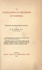 Cover of: The consolation of philosophy of Boethius: Translated by H.R. James.