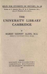 Cover of: The University Library, Cambridge by Harry Gidney Aldis