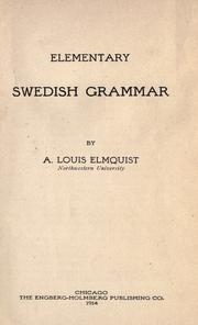 Cover of: Elementary Swedish grammar.