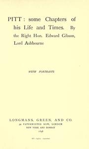 Cover of: Pitt by Ashbourne, Edward Gibson 1st Baron