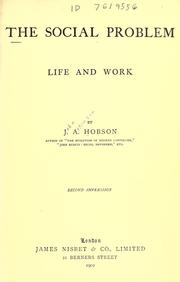 The social problem by John Atkinson Hobson