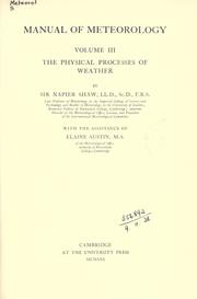 Cover of: Manual of meteorology by Napier Shaw
