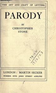 Cover of: Parody by Christopher Stone