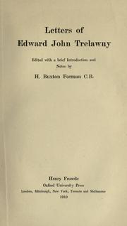 Cover of: Letters of Edward John Trelawny