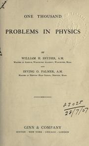 Front cover of One thousand problems in physics by William Henry Snyder