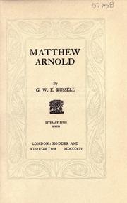 Cover of: Matthew Arnold