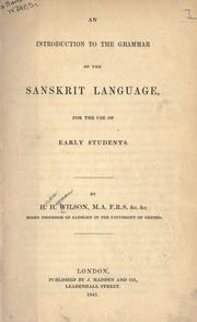 Cover of: An introduction to the grammar of the Sanskrit language. by H. H. Wilson