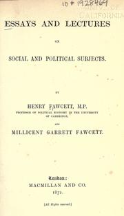 Cover of: Essays and lectures on social and political subjects by Henry Fawcett