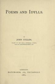 Cover of: Poems and idylls by Cullen, John