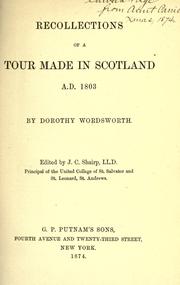 Cover of: Recollections of a tour made in Scotland A.D. 1803 by Dorothy Wordsworth