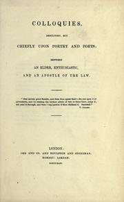 Colloquies, desultory, but chiefly upon poetry and poets by Christopher Legge Lordan