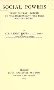 Cover of: Social powers by Jones, Henry Sir