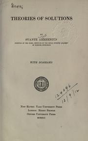 Cover of: Theories of solutions.