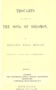 Cover of: Thoughts on parts of the Song of Solomon