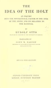 Cover of: The idea of the holy by Rudolf Otto
