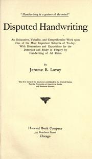 Cover of: Disputed handwriting by Jerome Buell Lavay