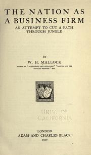 Cover of: The nation as a business firm by W. H. Mallock