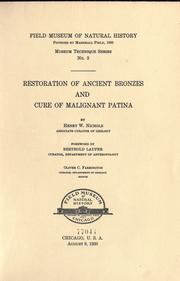 Cover of: Restoration of ancient bronzes and cure of malignant patina by Henry W. Nichols