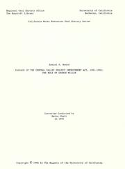 Cover of: Passage of the Central Valley Project Improvement Act, 1991-1992: the role of George Miller