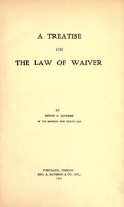 Cover of: A treatise on the law of waiver