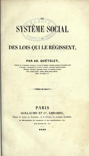 Cover of: Du syst©Łeme social et des lois que le r©Øegissen by Lambert Adolphe Jacques Quetelet