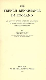Cover of: The French renaissance in England by Sir Sidney Lee