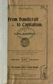 Cover of: From handicraft to capitalism.: Specially translated from the German by H.J. Neumann for the Socialist Party of Great Britain and approved by the author.