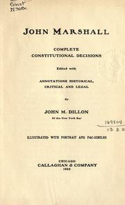 Cover of: Complete constitutional decisions by John Marshall