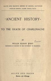 Cover of: Ancient history to the death of Charlemagne
