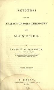 Cover of: Instructions for the analysis of soils, limestones, and manures