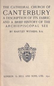 Cover of: The cathedral Church of Canterbury by Withers, Hartley