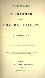 Cover of: A grammar of the Homeric dialect