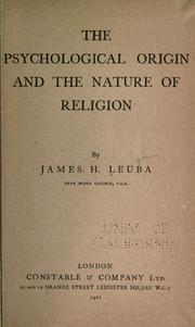 Cover of: The psychological origin and the nature of religion
