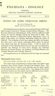 Cover of: Notes on some Peruvian birds