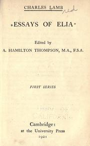 Cover of: Miscellaneous essays. by Charles Lamb
