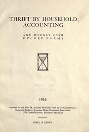 Cover of: Thrift by household accounting and weekly cash record forms, 1916