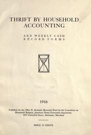 Cover of: Thrift by household accounting and weekly cash record forms, 1916 by American Home Economics Association.