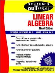 Cover of: Schaum's outline of theory and problems of linear algebra.