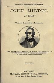 Cover of: John Milton, an essay. by Thomas Babington Macaulay