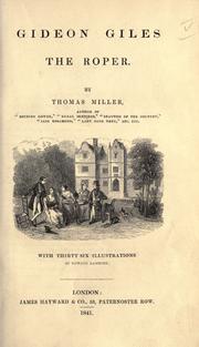 Cover of: Gideon Giles, the roper. by Thomas Miller