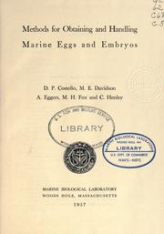 Cover of: Methods for obtaining and handling marine eggs and embryos