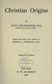 Cover of: Christian origins by Pfleiderer, Otto