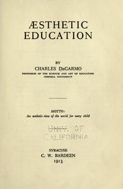 Cover of: Aesthetic education by De Garmo, Charles