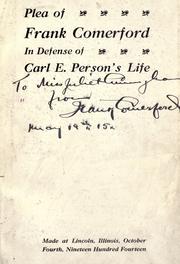 Cover of: Plea of Frank Comerford in defense of Carl E. Person's life by Comerford, Frank D.