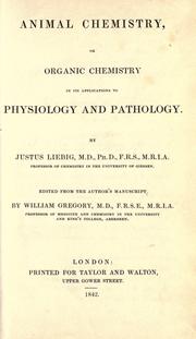 Cover of: Animal chemistry by Justus von Liebig