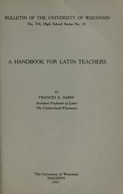 Cover of: A handbook for Latin teachers