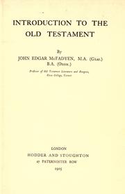 Cover of: Introduction to the Old Testament. by John Edgar McFadyen