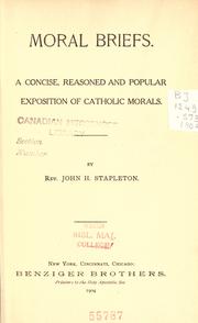 Cover of: Moral briefs by John H. Stapleton