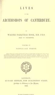 Cover of: Lives of the Archbishops of Canterbury by Walter Farquhar Hook