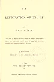 Cover of: The restoration of belief by Isaac Taylor